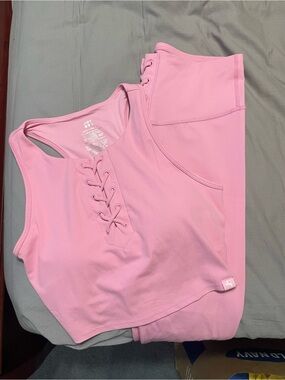 JoyLab Pink Ribbed Sports Bra and Leggings Matching Set